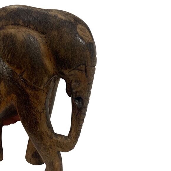 Set of 2 Hand Carved Wood Elephant Figurines Dark Wood Light Wood PLEASE READ - Picture 6 of 14